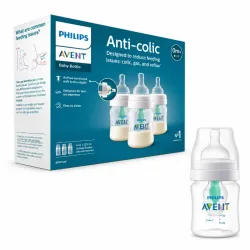 Biberon Anticólico Philips Avent 4oz con Ventilación AirFree. Nivel 1-Flujo lento.