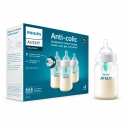 Biberon Anticólico Philips Avent 9oz con Ventilación AirFree. Nivel 2 -Flujo Medio.