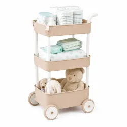 Carrito Organizador de Pañales y Accesorios  para Bebés 3 Niveles con Ruedas.