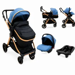 Coche con Cesta y Asiento para Autos Azul