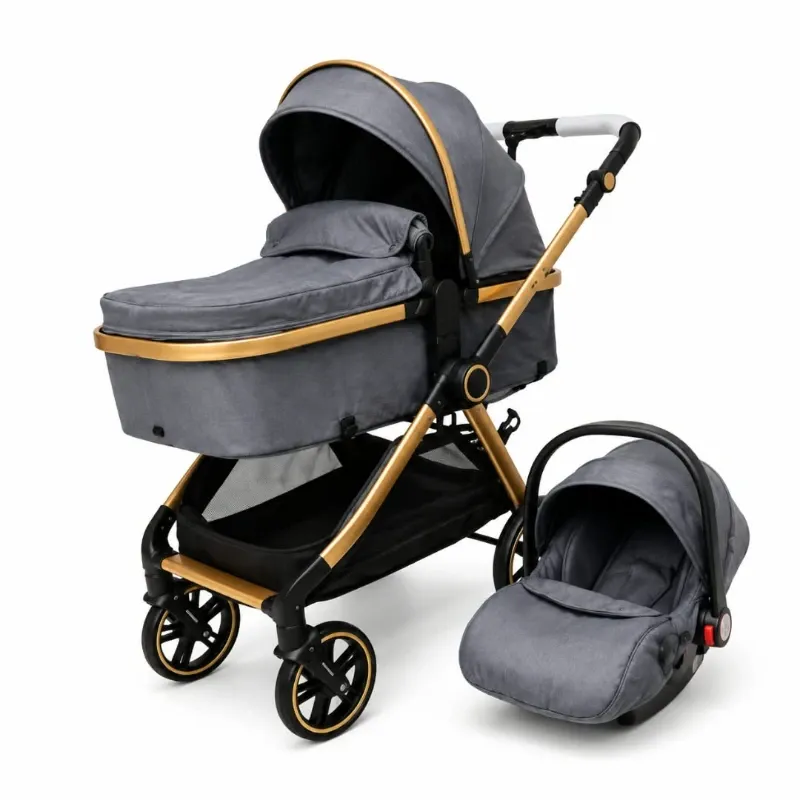Coche Cuna con Cesta Gris