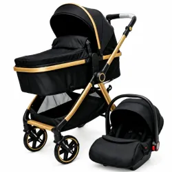 Coche Cuna con Cesta Negro