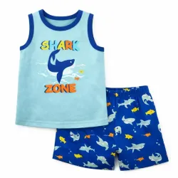 Conjunto Azul con Camiseta Tiburón y Short 