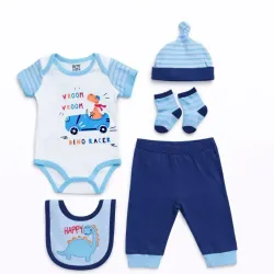 Conjunto Azul de Body, Pantalón y Accesorios