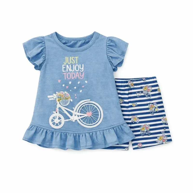 Conjunto Azul de Pullover con Bicicleta y Short