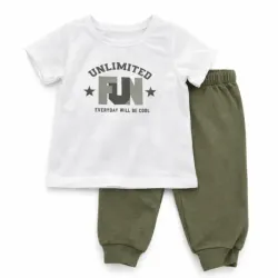 Conjunto Blanco y Verde con Pullover y Pantalón 