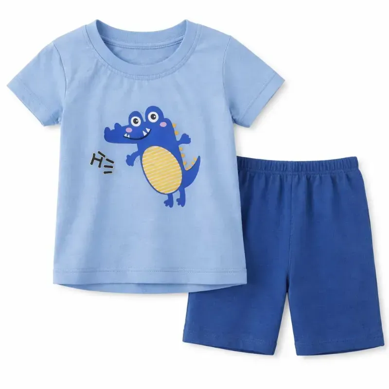 Conjunto Celeste y Azul con Pullover de Cocodrilo y Short
