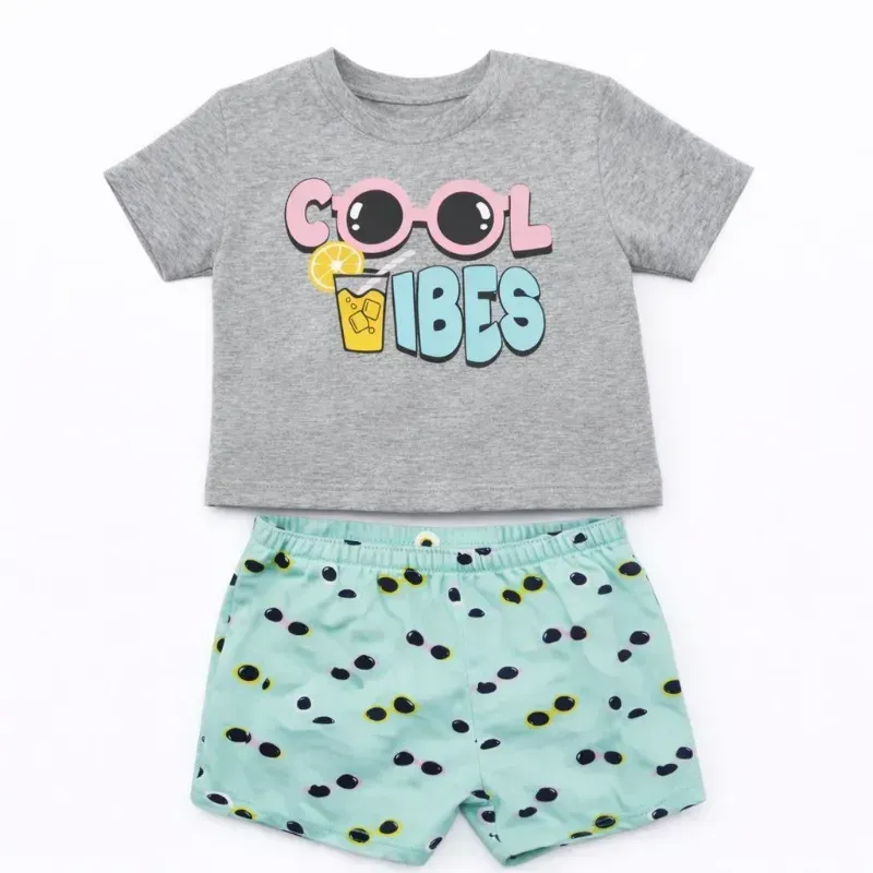 Conjunto Cool Vibes Gris y Celeste con Pullover y Short