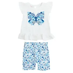 Conjunto de Blusa y Short Con Estampado de Mariposas/Flores
