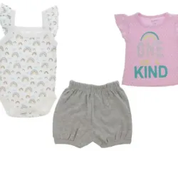 Conjunto de Body, Short y Camiseta para Bebé Temática Arcoiris