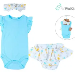 Conjunto de Enterizo, Bloomers y Cinta para Bebé Temática Flores
