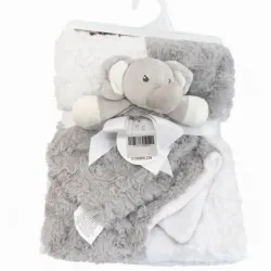 Conjunto de Manta Gris con Elefante para Bebé