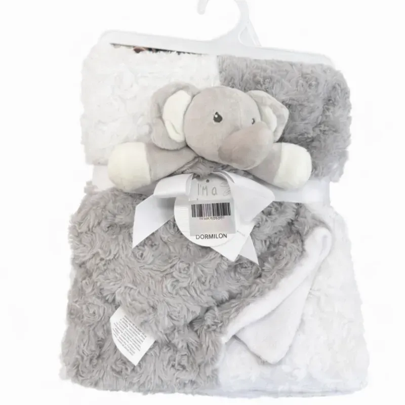 Conjunto de Manta Gris con Elefante para Bebé