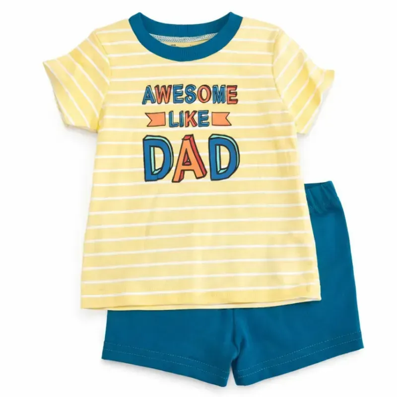 Conjunto de Pullover Amarilla Like Dad y Short Azul