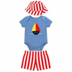 Conjunto de Short, Body con Gorro para Bebés