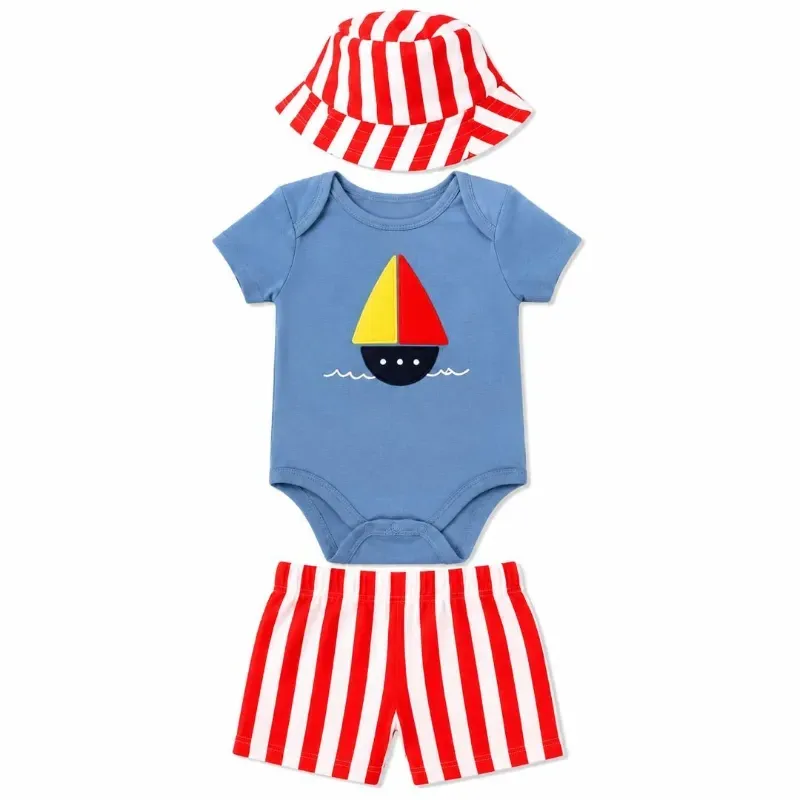 Conjunto de Short, Body con Gorro para Bebés