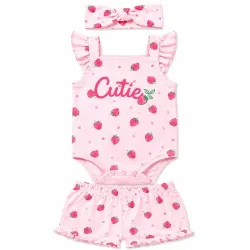 Conjunto de Short, Body con Vincha para Bebés