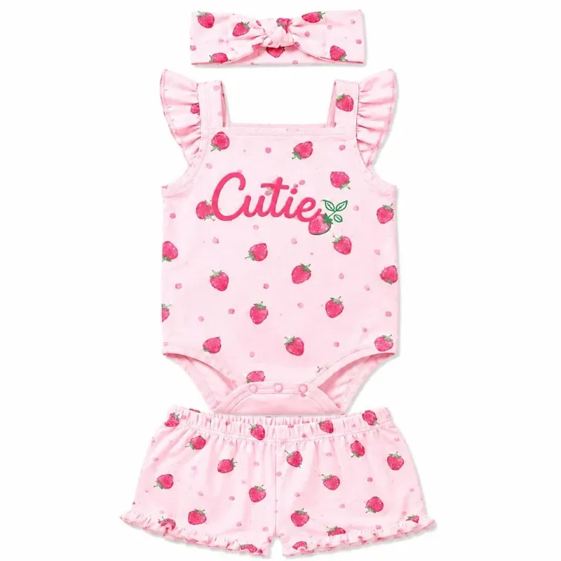 Conjunto de Short, Body con Vincha para Bebés
