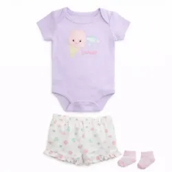Conjunto Lavanda y Rosa con Body y Pantalón de Helados para Bebé