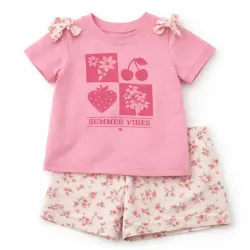 Conjunto Rosa con Pullover y Short Summer Vibes 