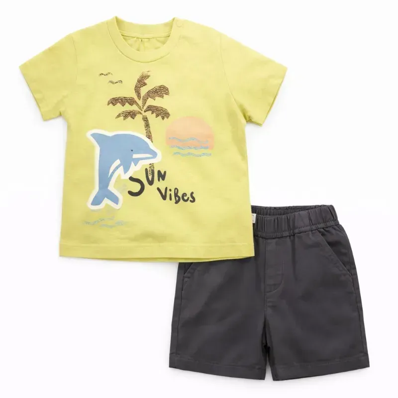 Conjunto Sun Vibes Amarillo con Pullover y Short