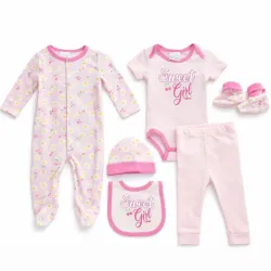 Conjunto Sweet Girl Rosa Pastel con Body, Pantalón, Enterizo y Accesorios