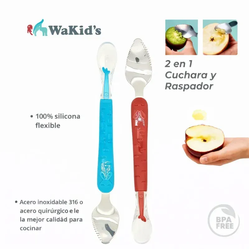 Cuchara 2 en 1 Corta frutas para Bebés