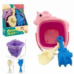 Juguete de Playa Cubo Plegable con Pala y Accesorios.