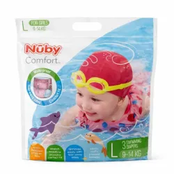 Pañales Desechables Nuby de Natación Talla L para niña (3 piezas)