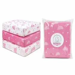 Sábana de Algodón Ajustable para Cuna de Bebe.