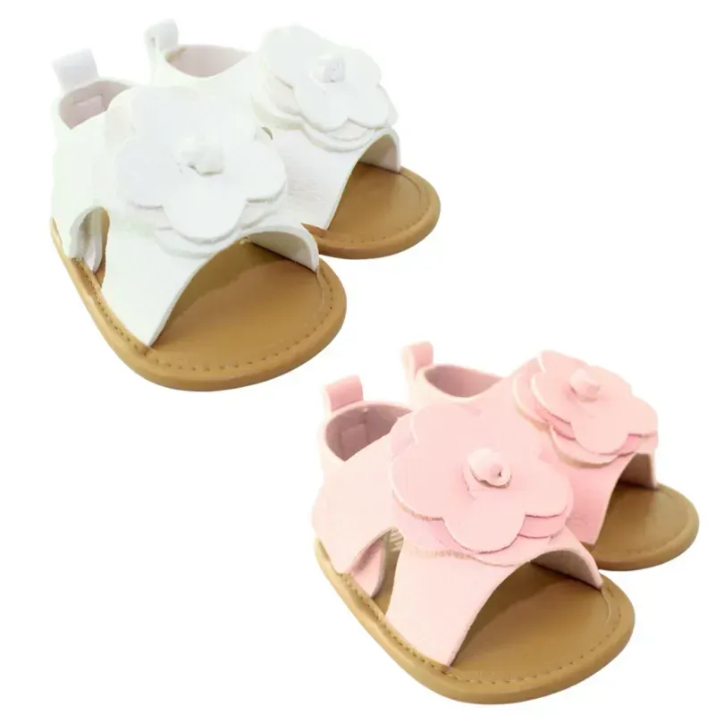 Sandalias con Flor para Bebé Blanco/Rosa