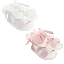 Sandalias para Bebé Blanco/Rosa con Corazones Perforados