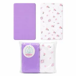 Set de 2 Sábanas de Algodón Ajustable para Cuna de Bebe.