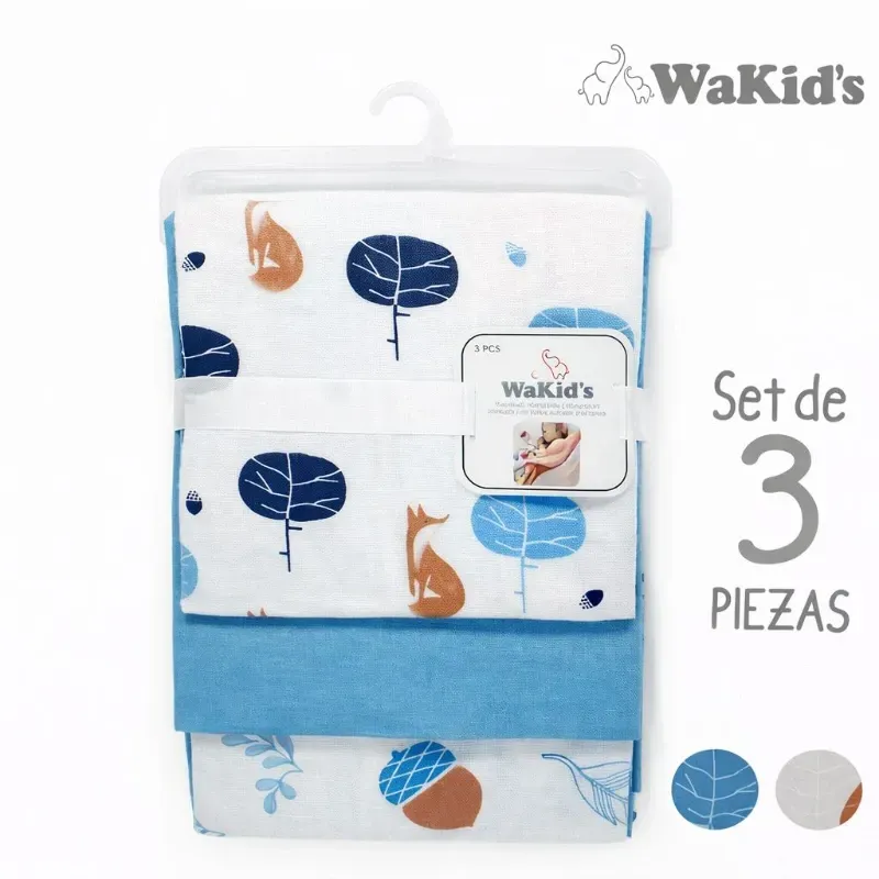 Set de 3 Pañales de Algodón para Cuna