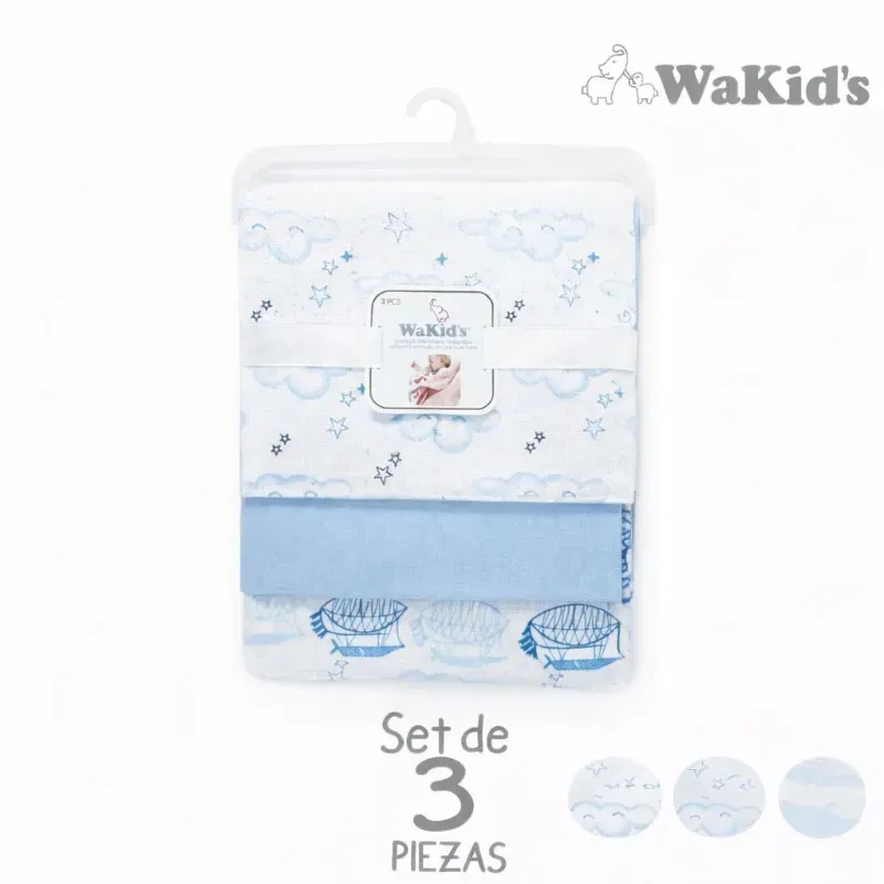 Set de 3 Pañales de Algodón para Cuna