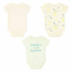 Set de Bodys Amarillo y Verde con Estampado de Limones para Bebé