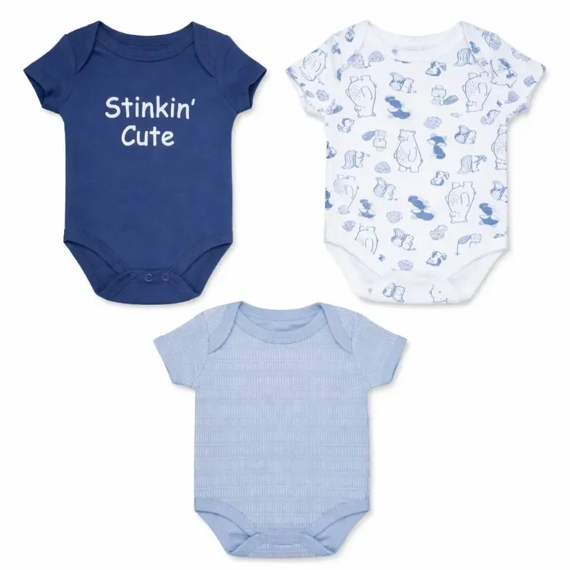 Set de Bodys Azul, Celeste y Blanco para Bebé