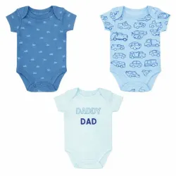 Set de Bodys Azul y Verde Estampado para Bebé