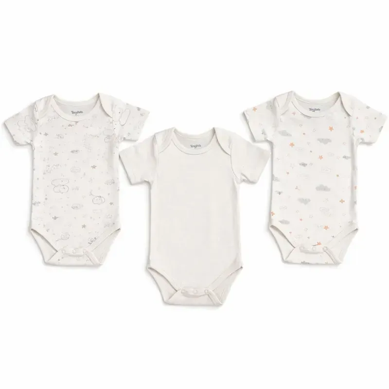 Set de Bodys Beige con Estampado Nubes y Estrellas para Bebé