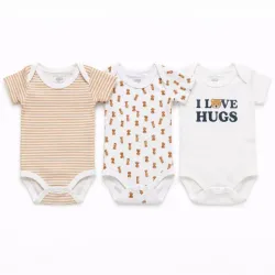 Set de Bodys Blancos, de Ositos y Rayas para Bebé