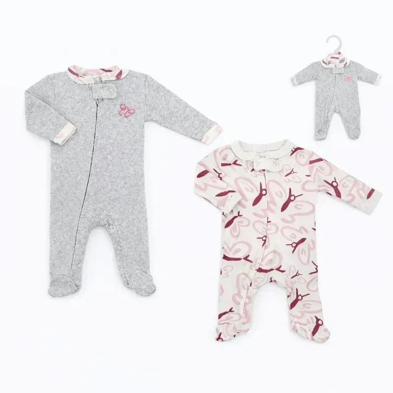 Set de Bodys Enterizos con Estampado de Mariposas para Bebé