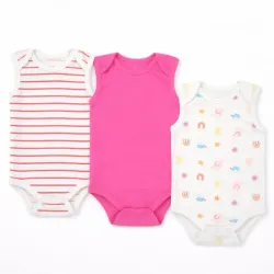 Set de Bodys Infantiles sin Mangas con Estampado Sencillo/Rayas