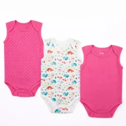 Set de Bodys Infantiles sin Mangas Rosado