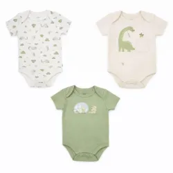 Set de Bodys Verde, Beige y Blanco Happy Camper para Bebé