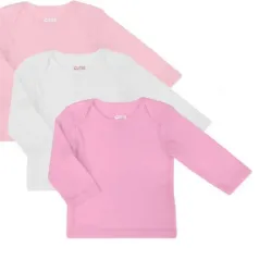 Set de Camisetas Infantiles de Manga Larga Rosado/Blanco