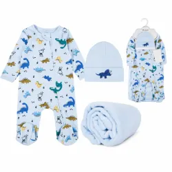 Set de Enterizo Azul + Gorro + Manta