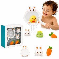 Set de Juguete de Baño para Bebé con Conejo, Zanahoria y Patico