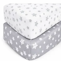 Set de Sábanas de Algodón Ajustable para Cuna de Bebe.
