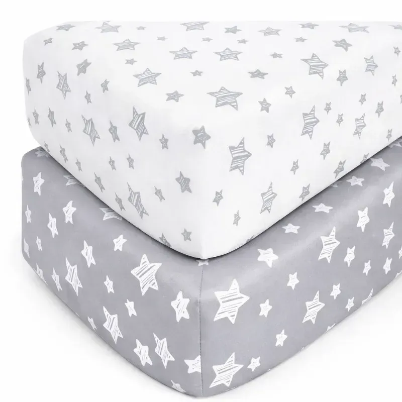 Set de Sábanas de Algodón Ajustable para Cuna de Bebe.