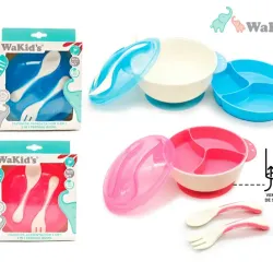 Set de Tazón + Cubiertos con Ventosa para Bebés